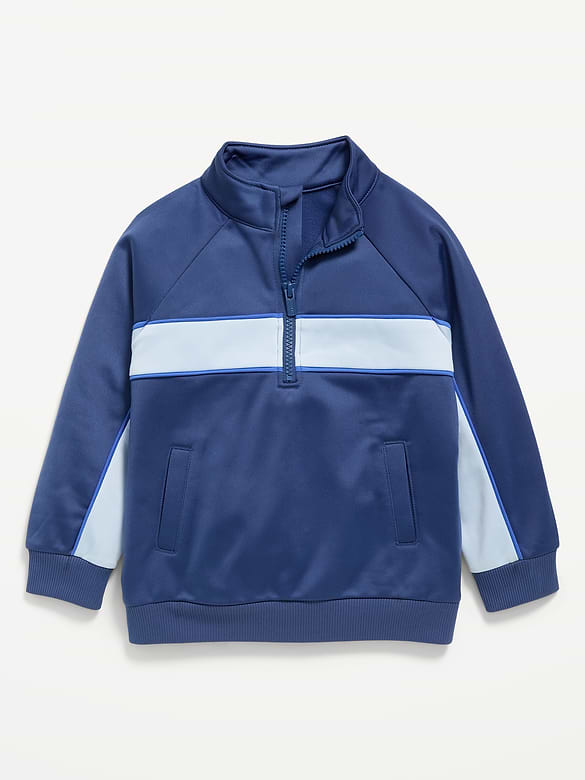Oversized Color-Blocked Quarter-Zip Pullover for Toddler Boys