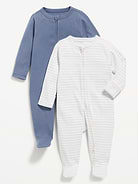 Image number 1 showing, 2-Way-Zip Sleep & Play Footed One-Piece 2-Pack for Baby