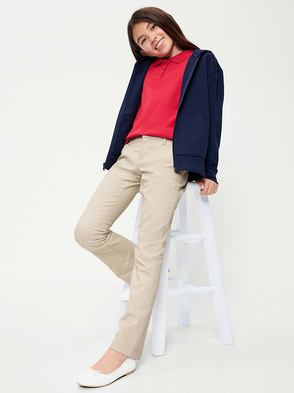 Pantalons d'uniforme extensible en sergé pour fille