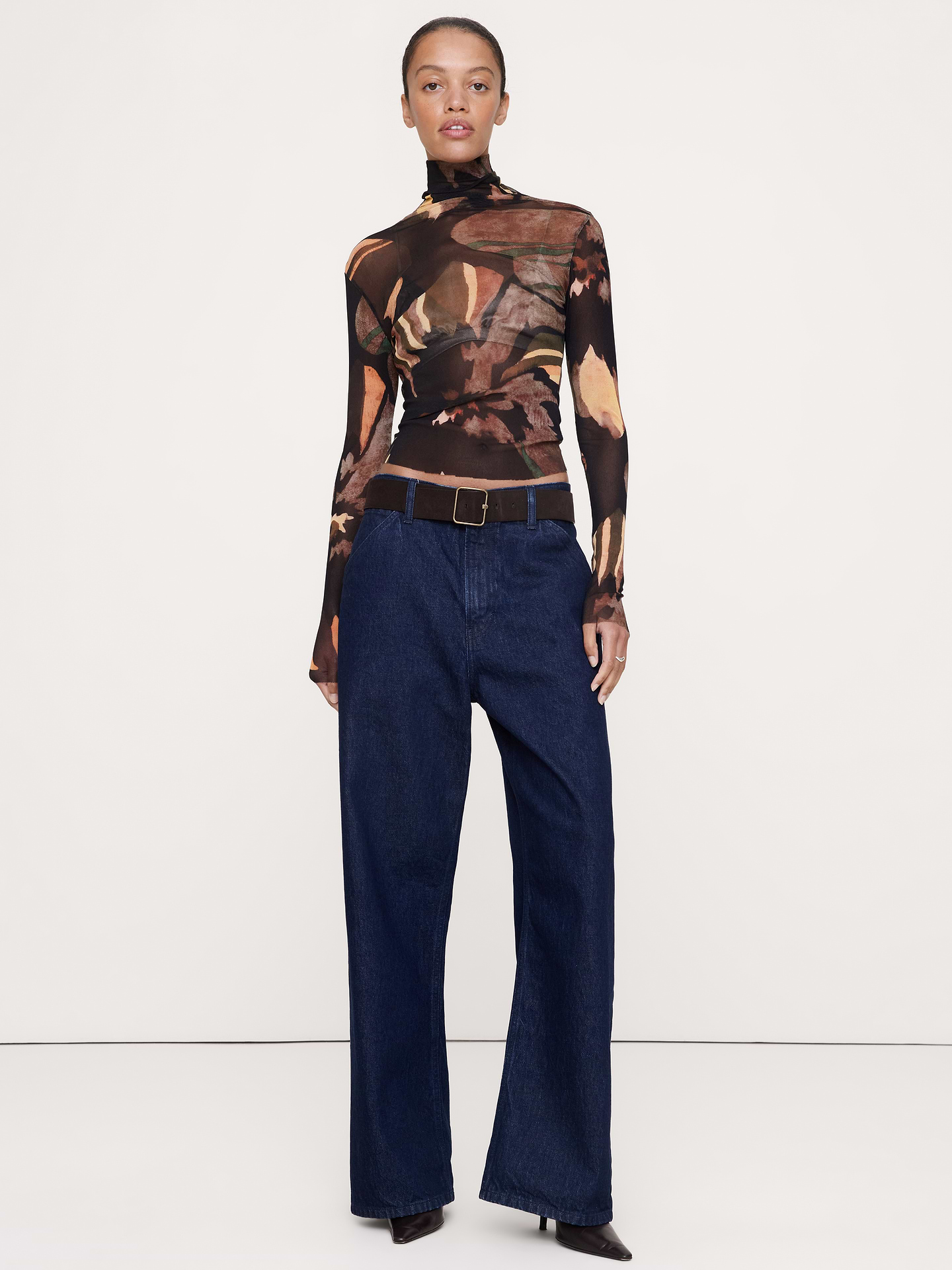 Image number 1 showing, Mesh Turtleneck Top