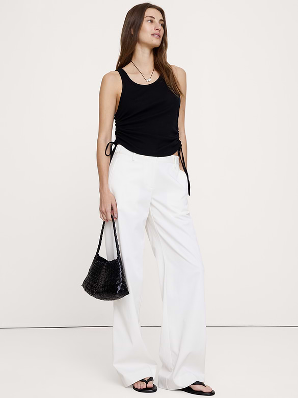 Airy Cotton Ruched Drawstring Tank