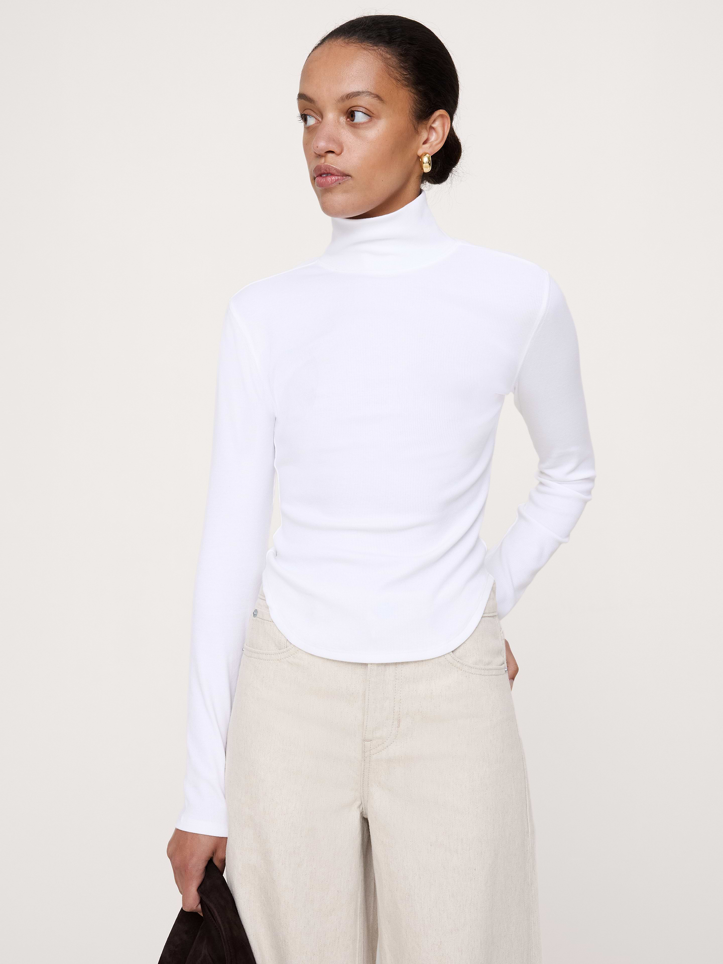 Image number 1 showing, Ribbed Long-Sleeve Turtleneck T-Shirt