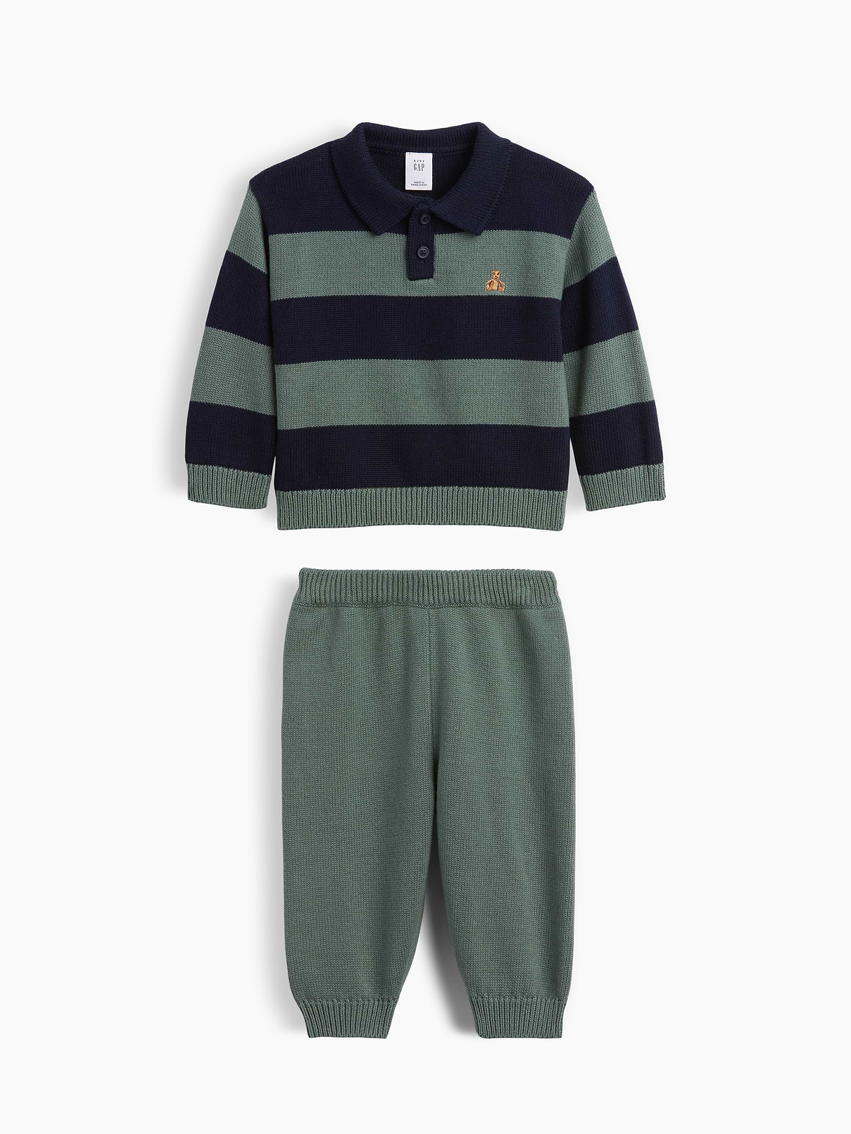Baby Stripe Polo Sweater Outfit Set