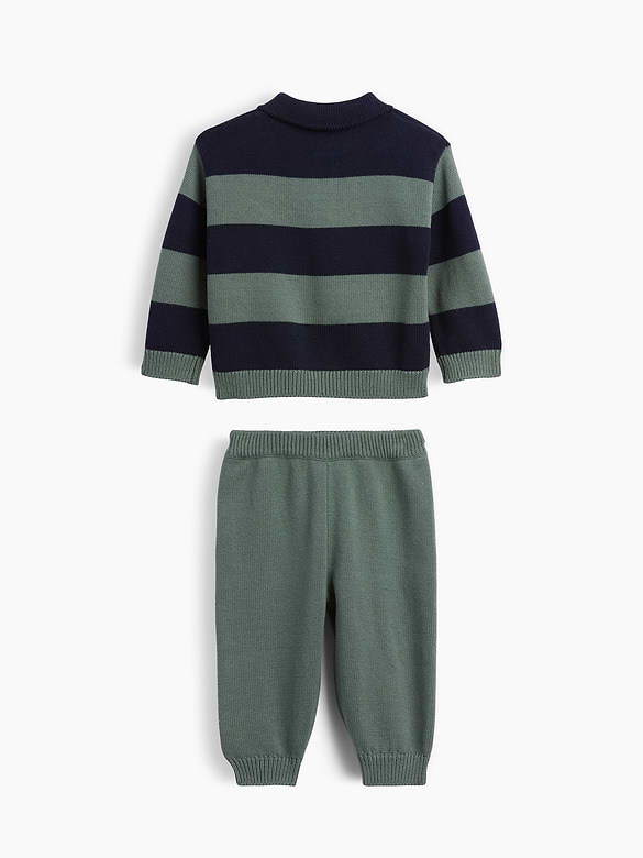Baby Stripe Polo Sweater Outfit Set