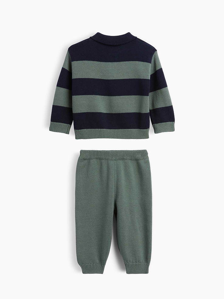 Image number 2 showing, Baby Stripe Polo Sweater Outfit Set