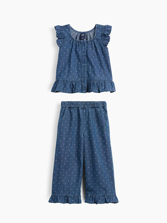 Baby & Toddler Denim Dot Ruffle Outfit Set