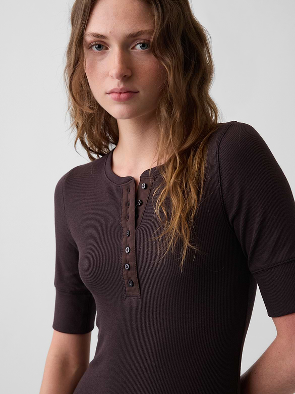 Modern Rib Henley Maxi Dress