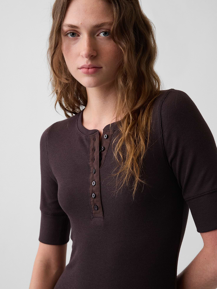 Image number 4 showing, Modern Rib Henley Maxi Dress