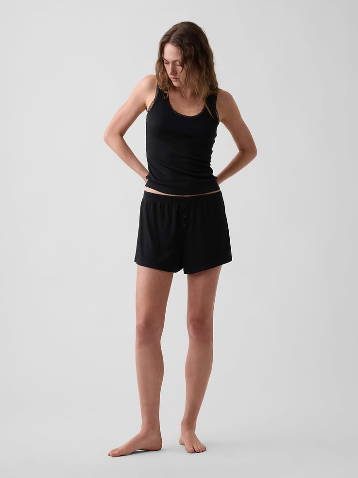 Image number 2 showing, Mini Rib Lace-Trim PJ Tank Top