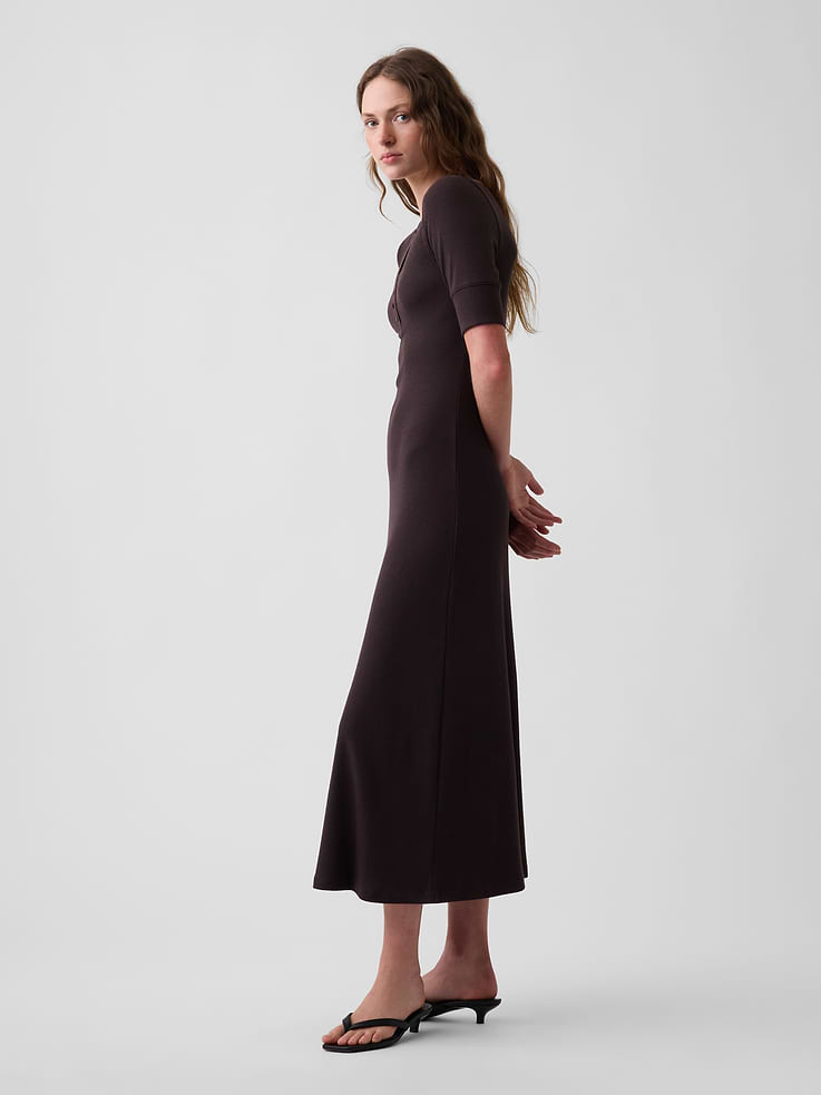 Image number 3 showing, Modern Rib Henley Maxi Dress