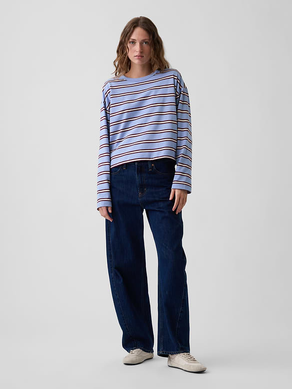 Knit Oversized Crop T-Shirt