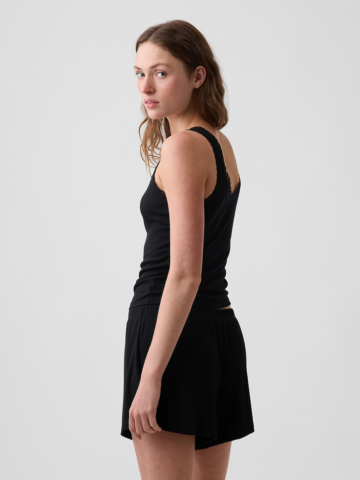 Image number 3 showing, Mini Rib Lace-Trim PJ Tank Top
