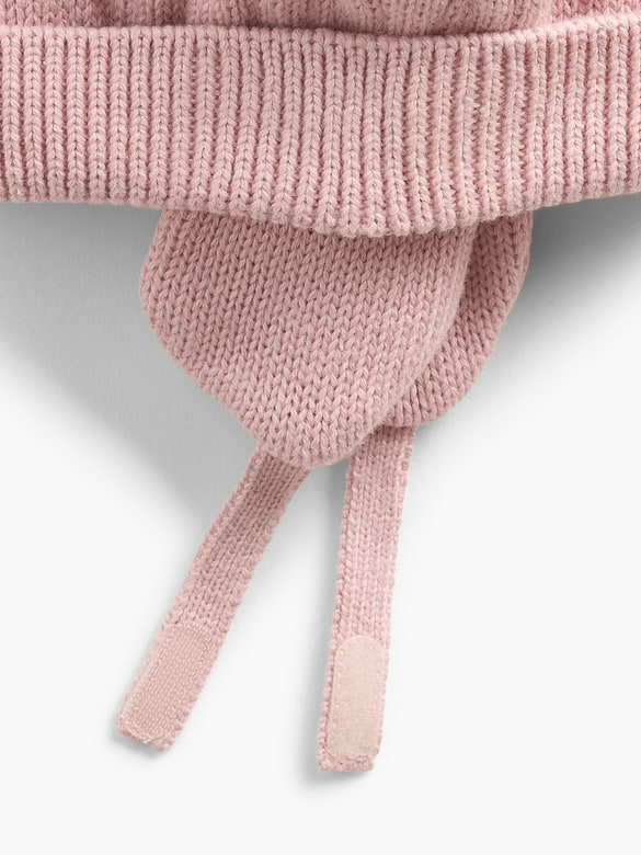 Baby Sherpa-Lined Cable-Knit Bear Beanie