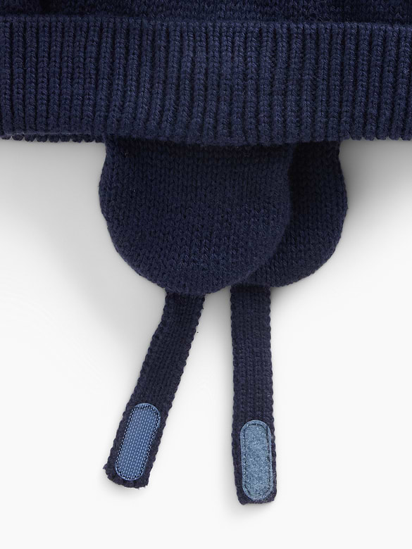 Baby Sherpa-Lined Cable-Knit Bear Beanie
