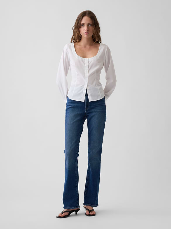 Organic Cotton Poplin Scoop Neck Top