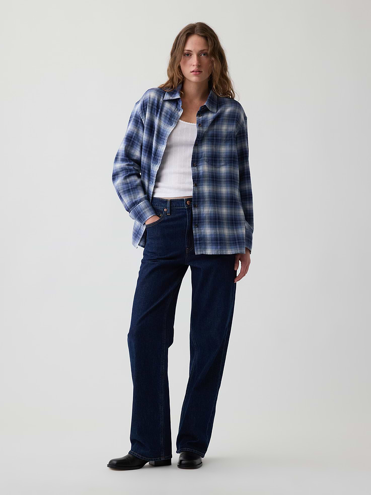 L'image numéro 2 présente Chemise surdimensionnée à ourlet droit en flanelle