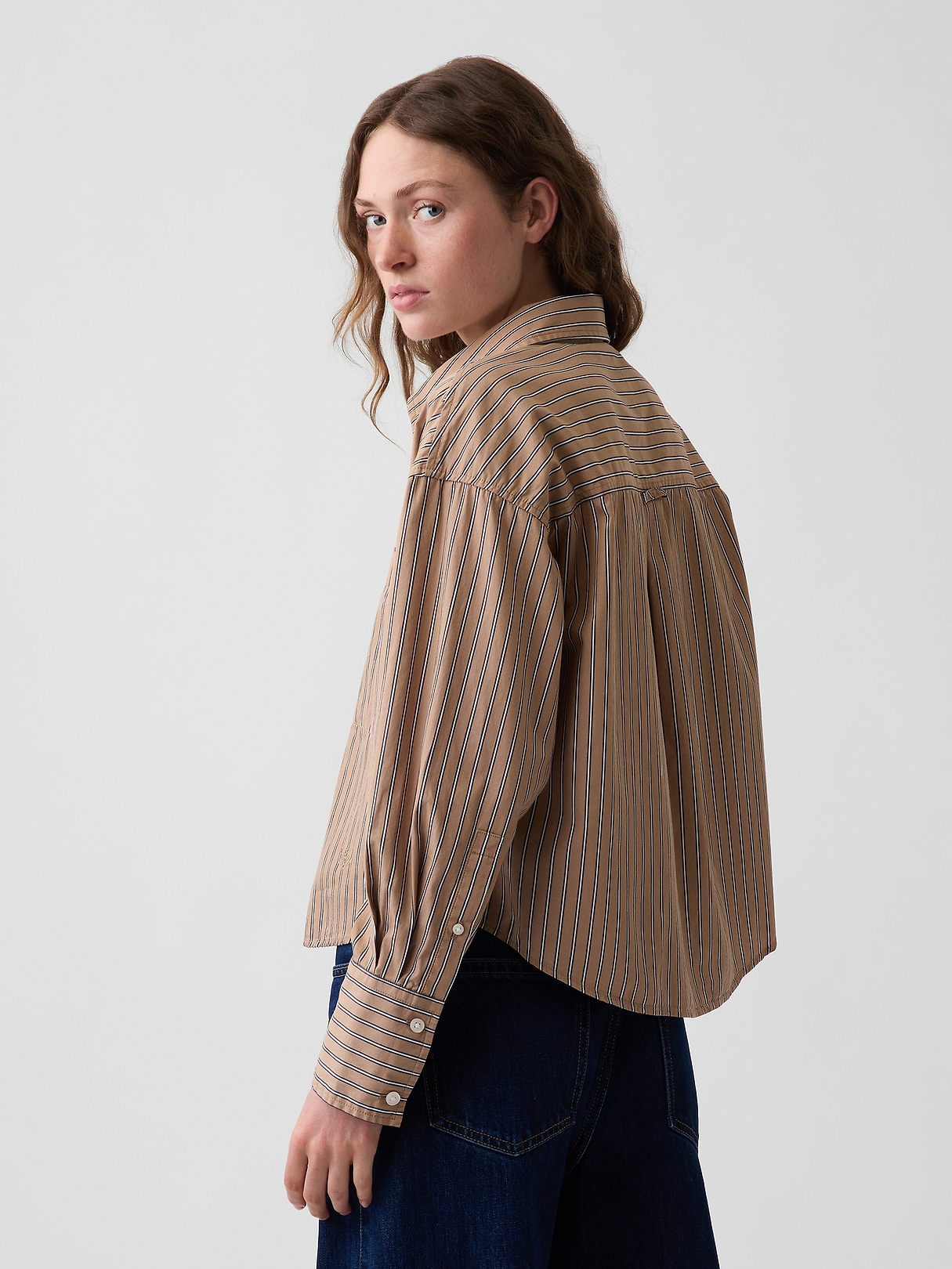 Organic Cotton Poplin Oversized Crop Shirt | Gap