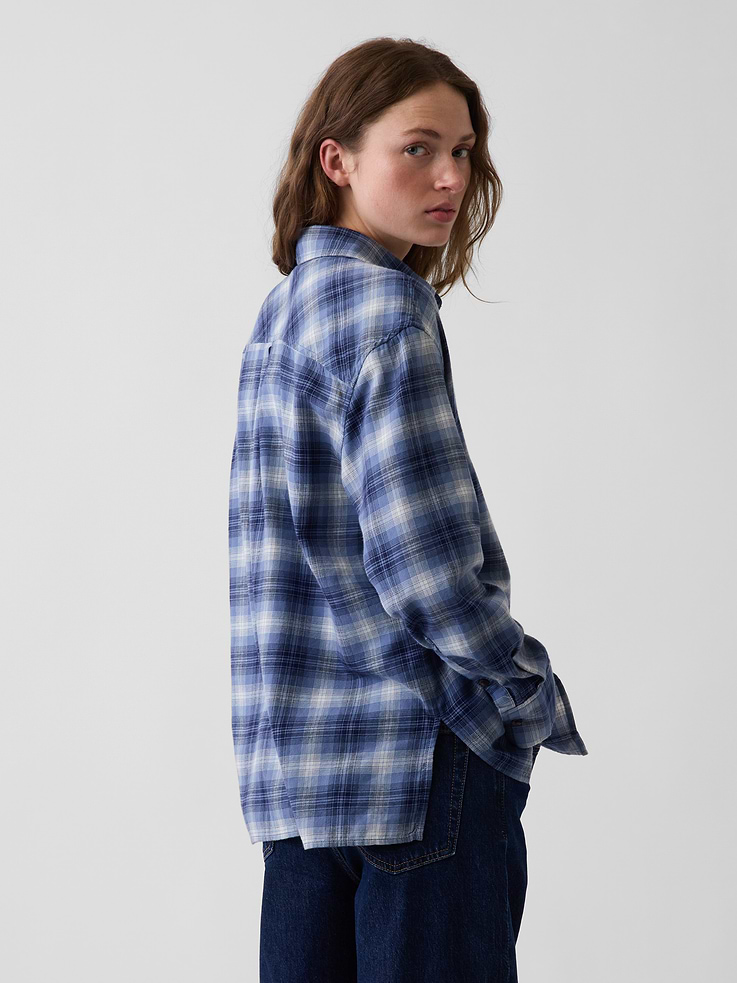 L'image numéro 3 présente Chemise surdimensionnée à ourlet droit en flanelle