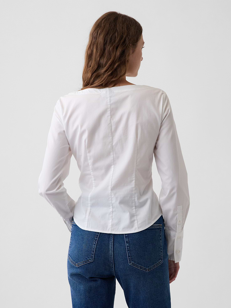 Image number 3 showing, Organic Cotton Poplin Scoop Neck Top