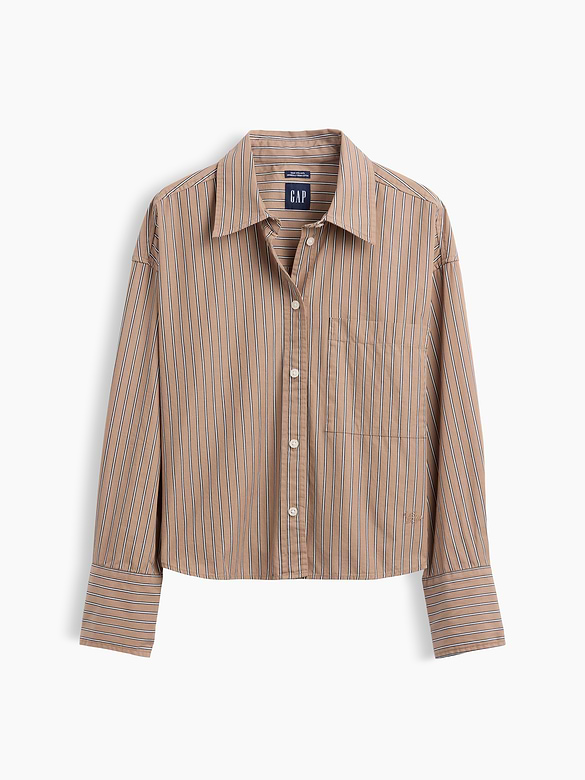 Organic Cotton Poplin Oversized Crop Shirt