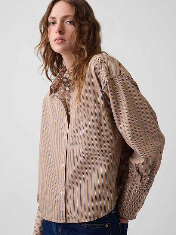 Organic Cotton Poplin Oversized Crop Shirt