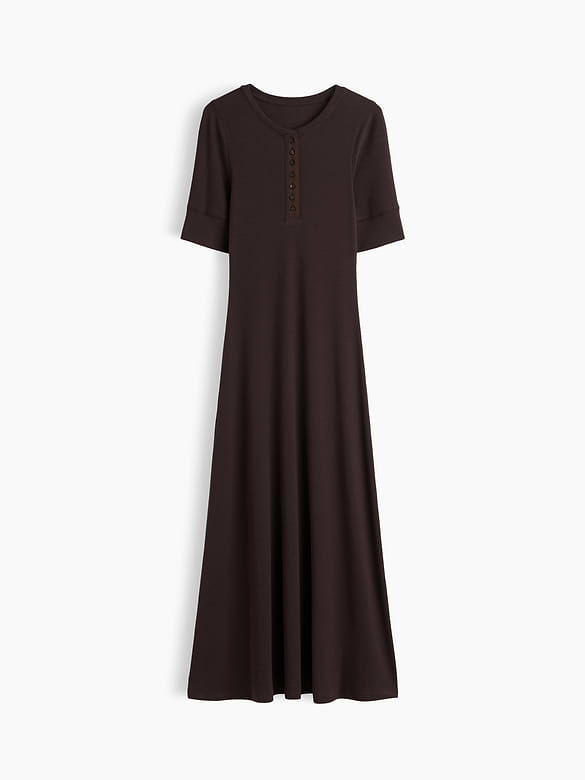 Modern Rib Henley Maxi Dress