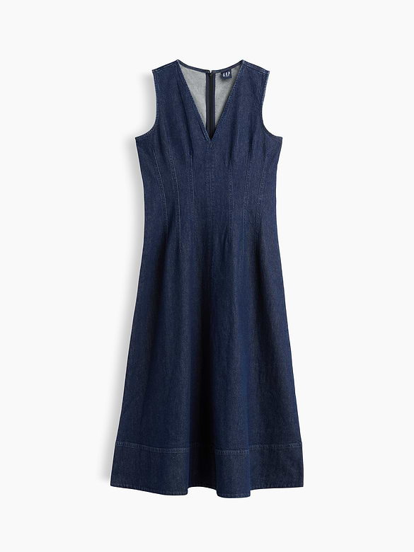 Denim V-Neck Maxi Dress