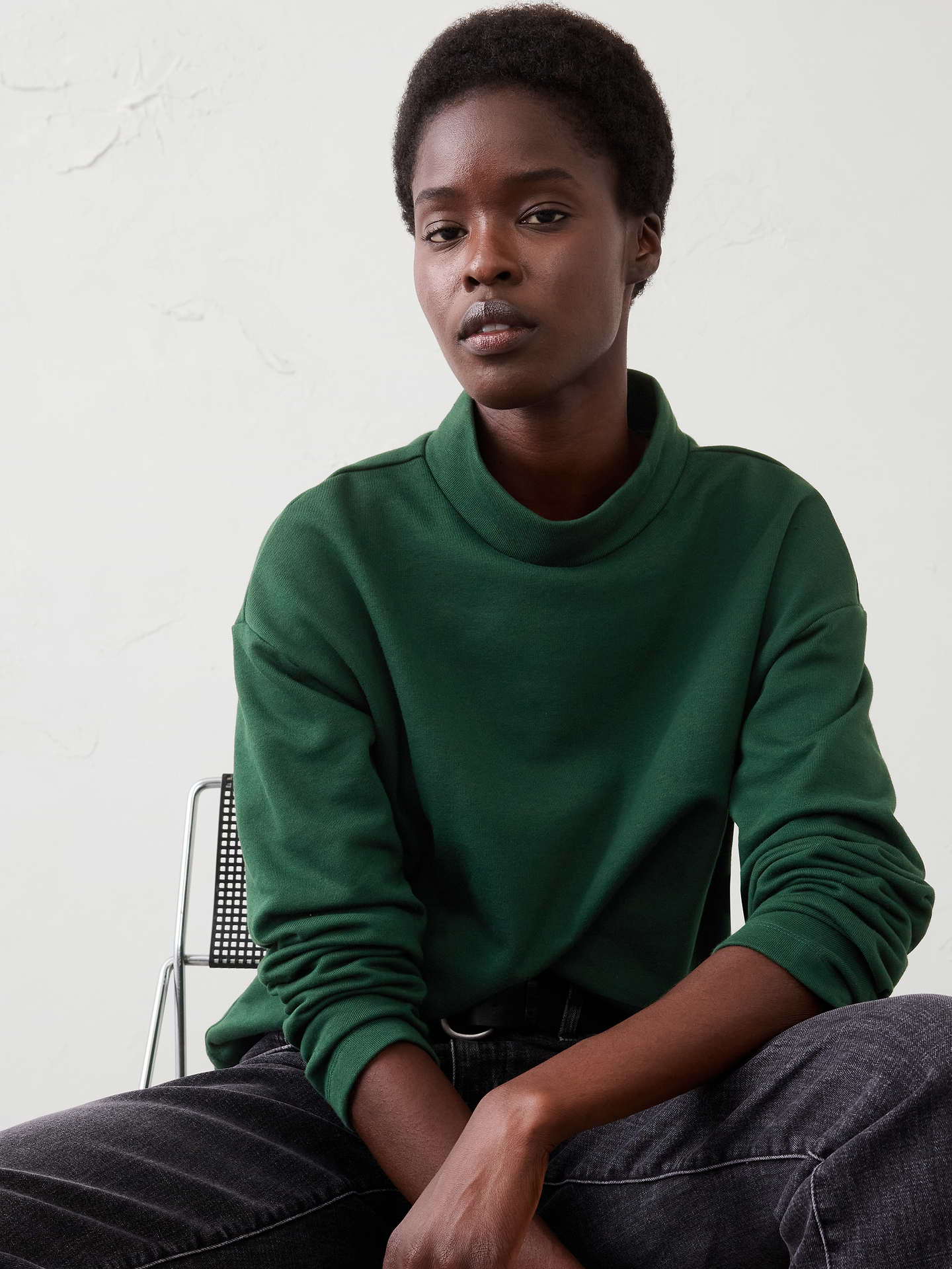 Image number 1 showing, Fleece Mock-Neck Sweatshirt