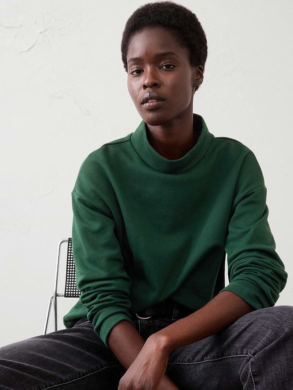 Fleece Mock-Neck Sweatshirt