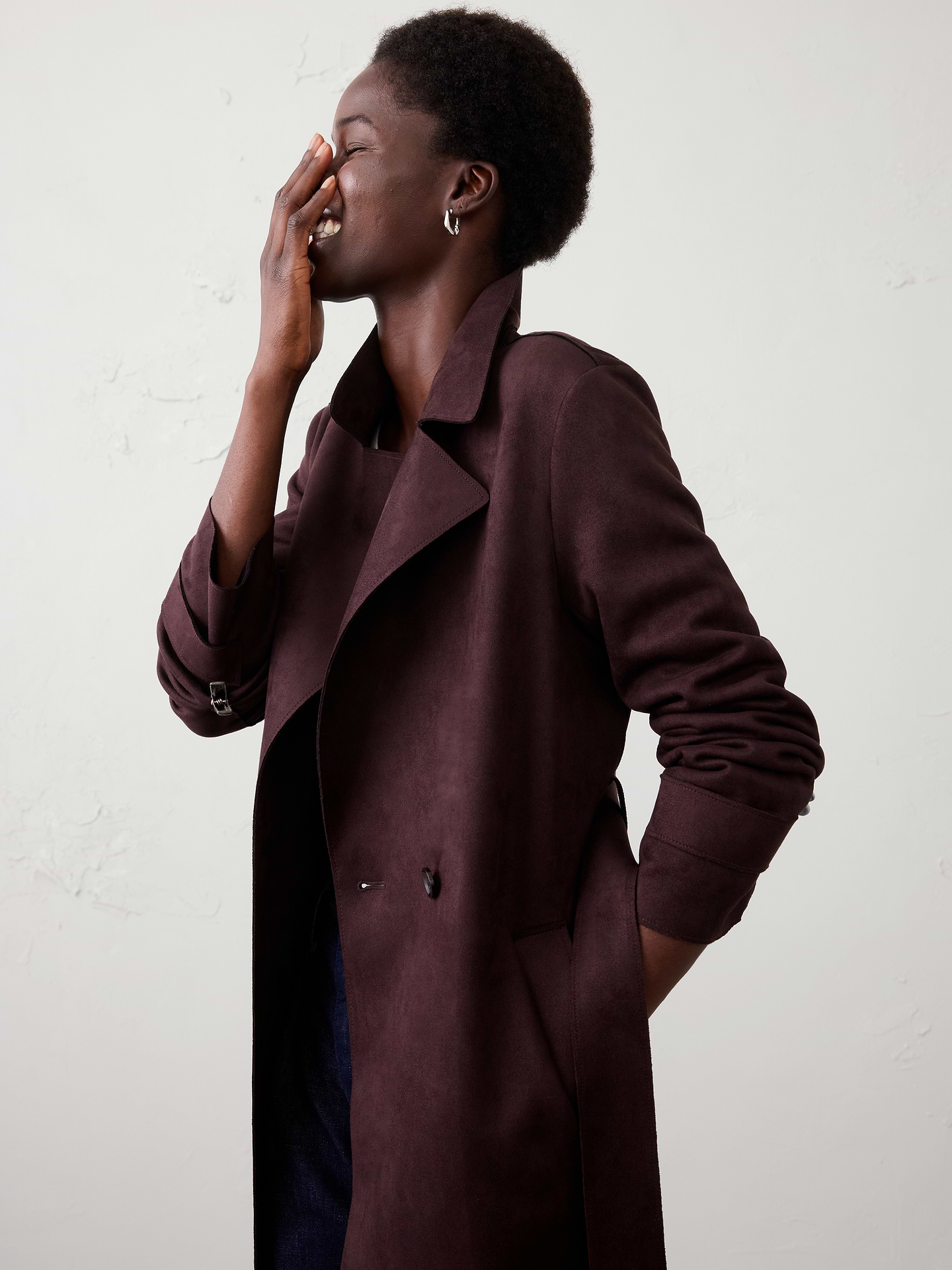 Image number 3 showing, Vegan Suede Long Coat