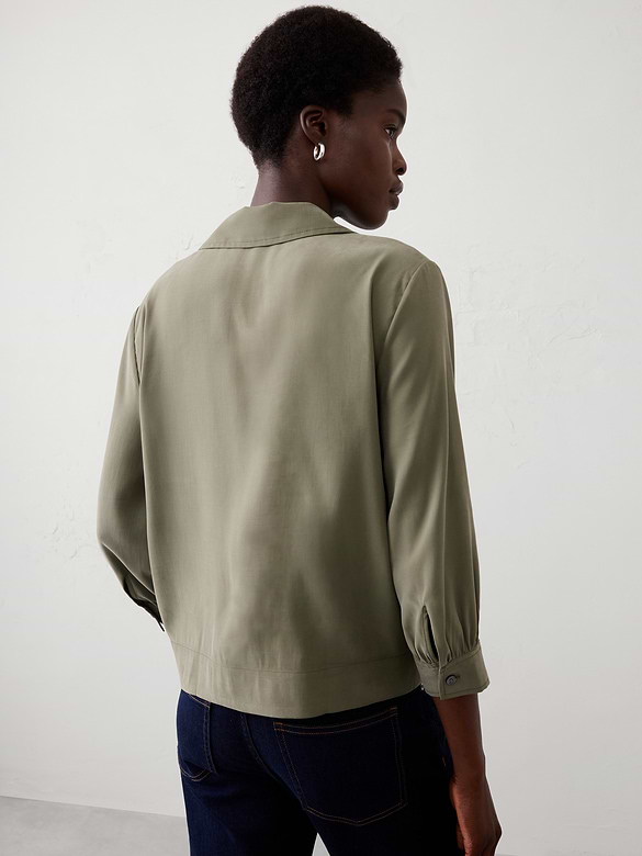 Collared-Tab Pullover Top
