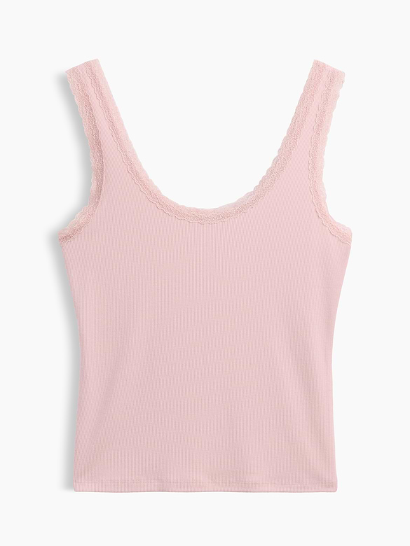 Mini Rib Lace-Trim PJ Tank Top