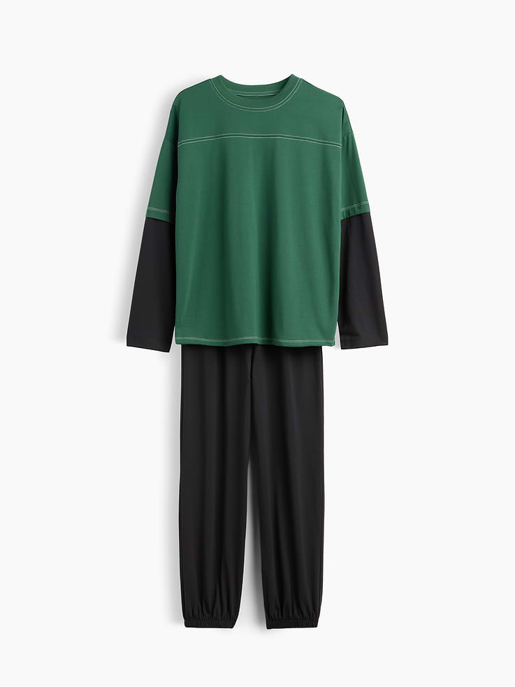 Image number 1 showing, Kids Recycled Colorblock PJ Set