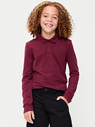 Image number 1 showing, School Uniform Long-Sleeve Polo Shirt for Boys