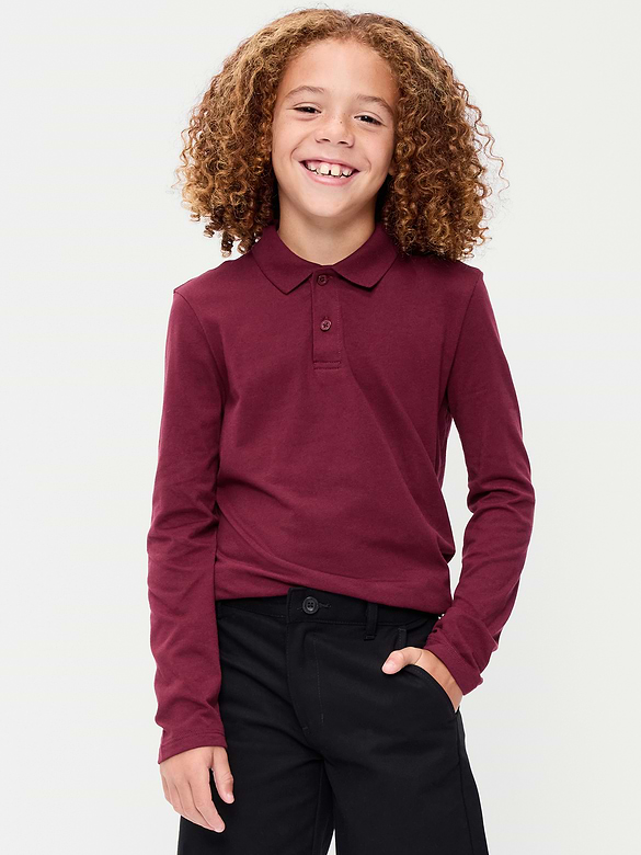 Polo d’uniforme scolaire à manches longues pour garçon