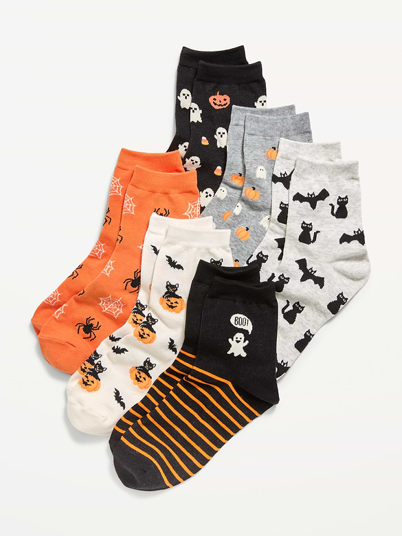 Novelty Quarter Crew Socks 6-Pack for Women