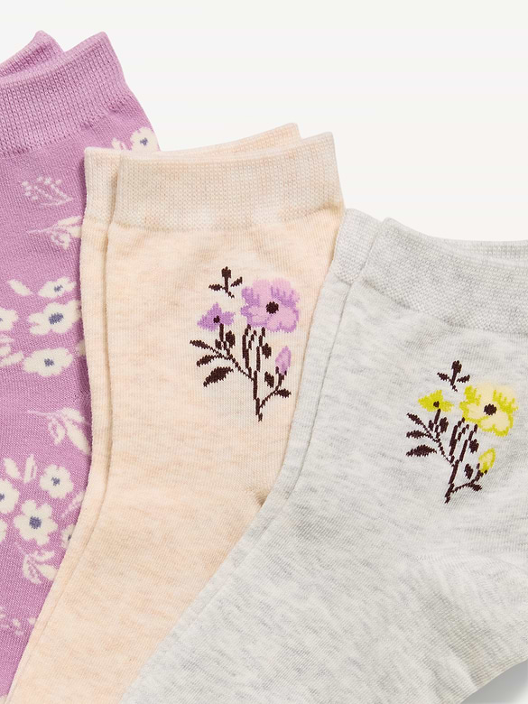 Novelty Quarter Crew Socks 3-Pack for Women