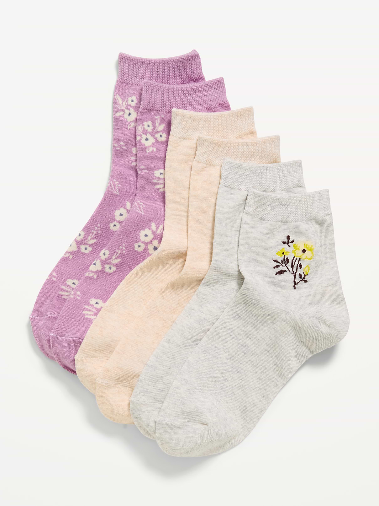 Image number 1 showing, Novelty Quarter Crew Socks 3-Pack for Women