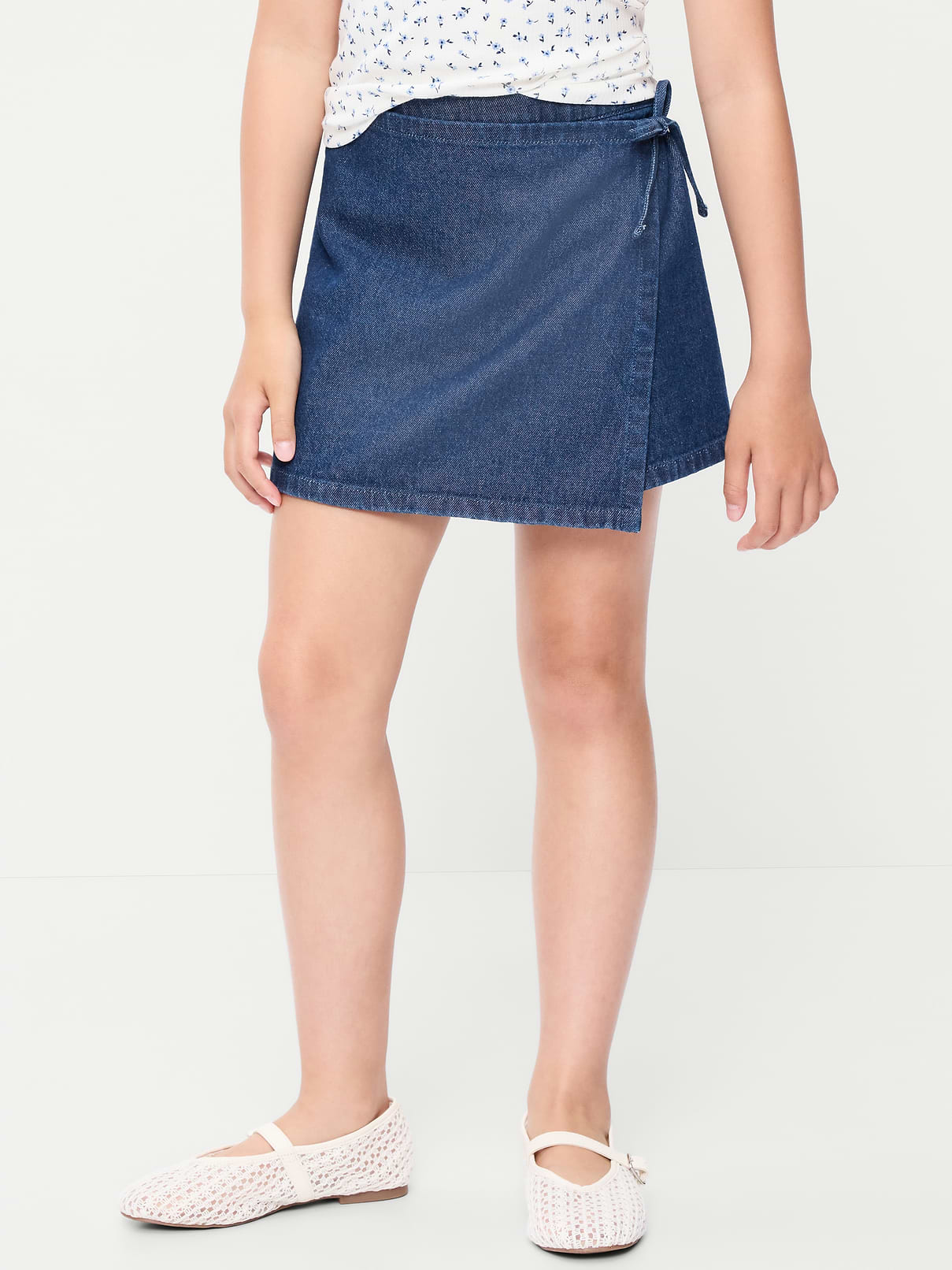 Image number 1 showing, Wrap-Front Denim Skort for Girls