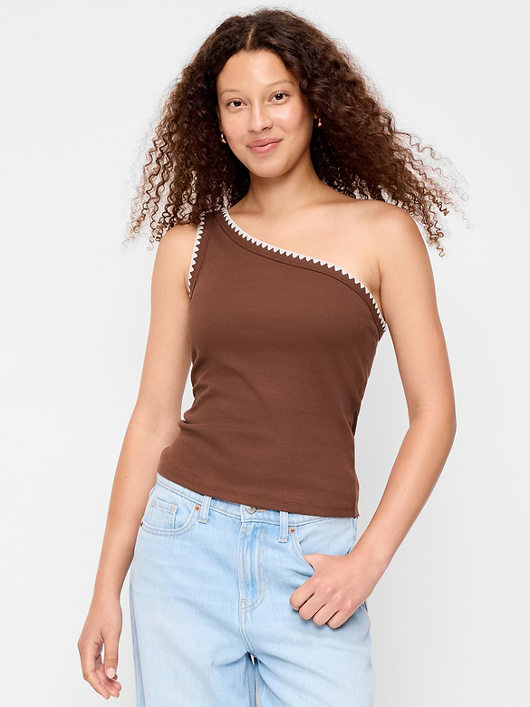 Camisole monobretelle côtelée