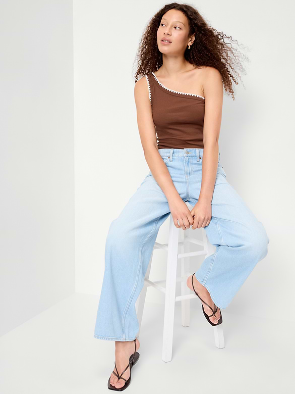 Camisole monobretelle côtelée