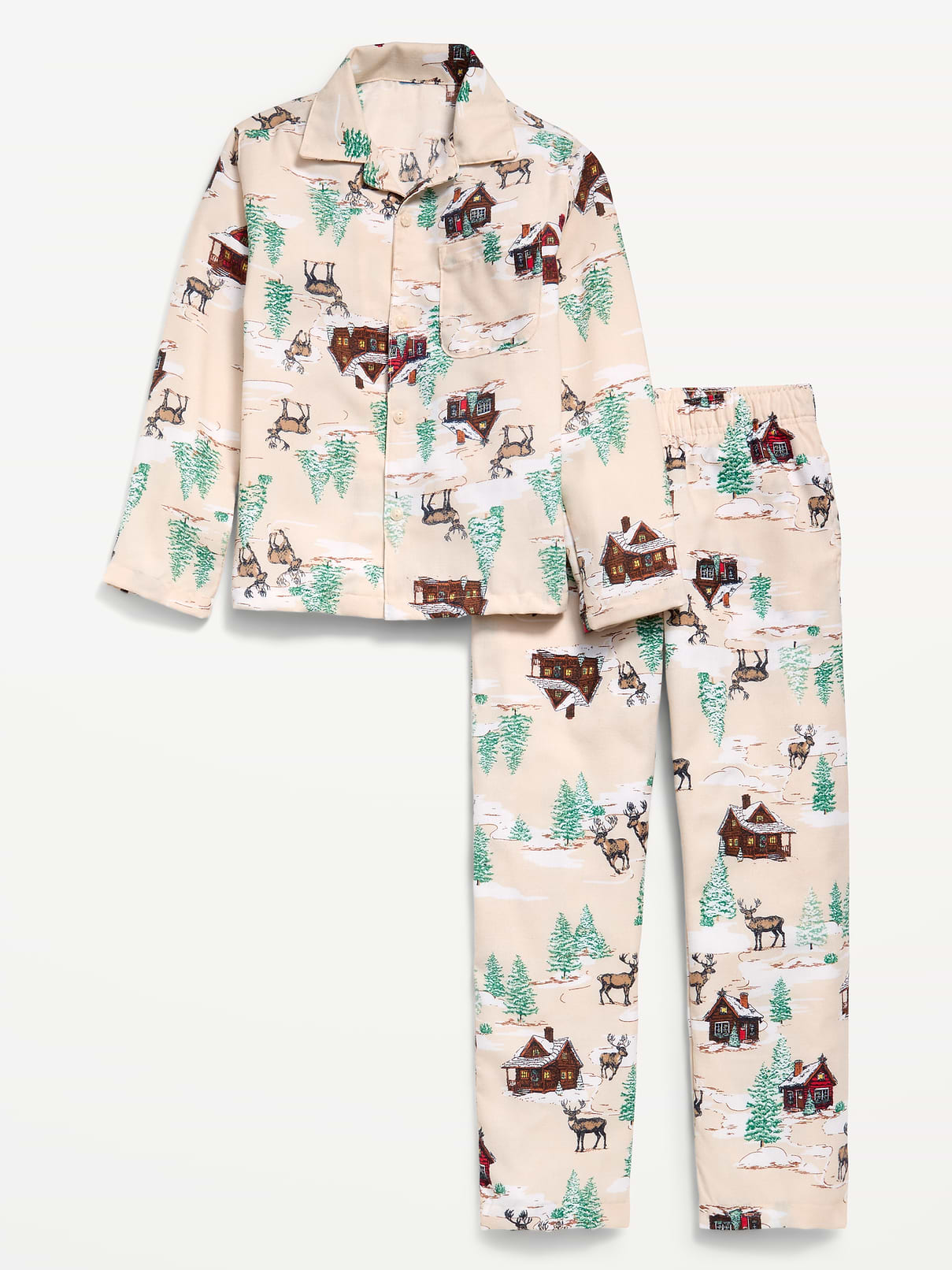 Image number 1 showing, Gender-Neutral Printed Flannel Pajama Pants Set for Kids