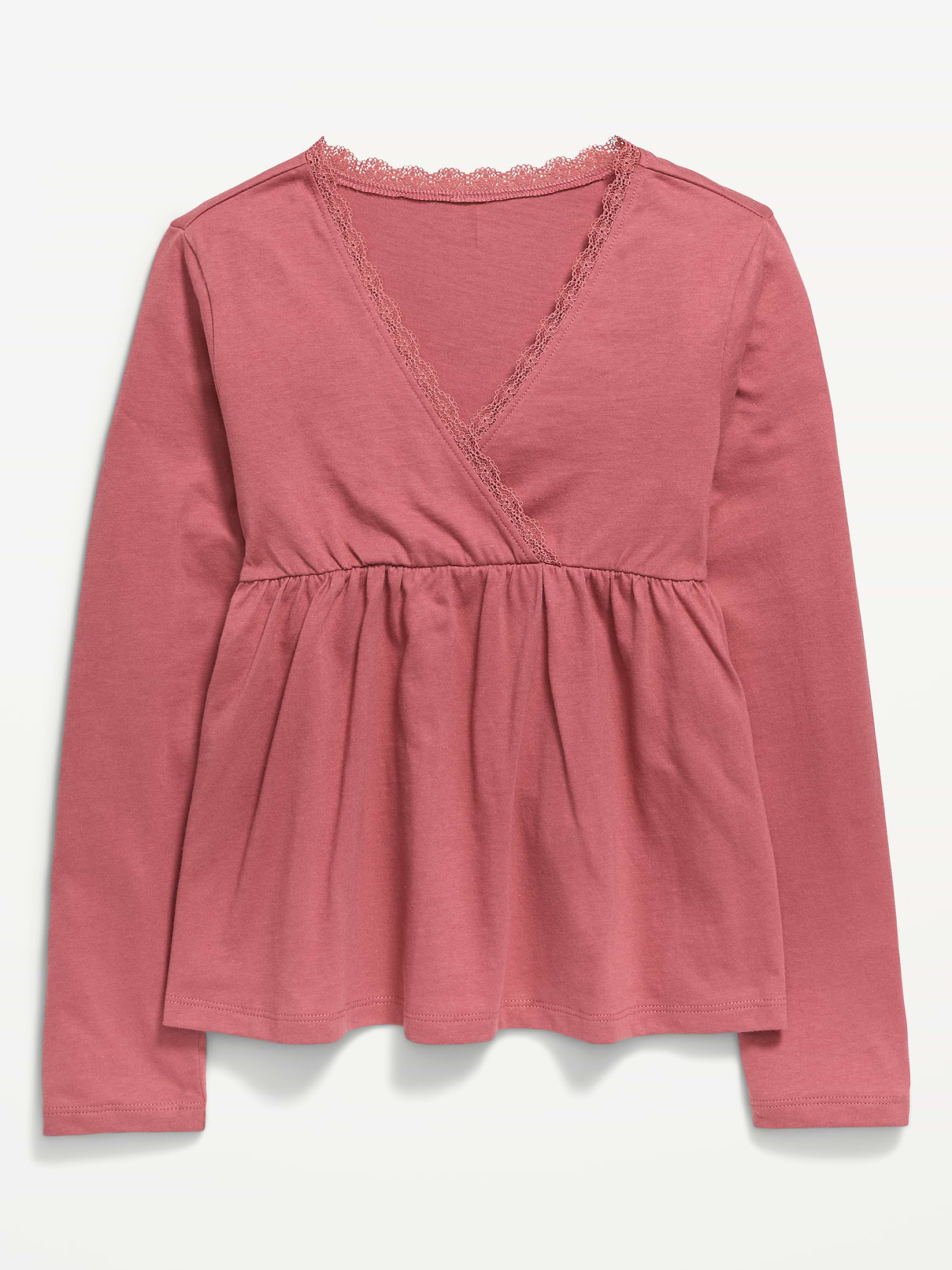 Image number 1 showing, Long-Sleeve Faux-Wrap Top for Girls