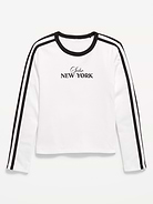 Image number 1 showing, Fitted Long-Sleeve Graphic T-Shirt for Girls