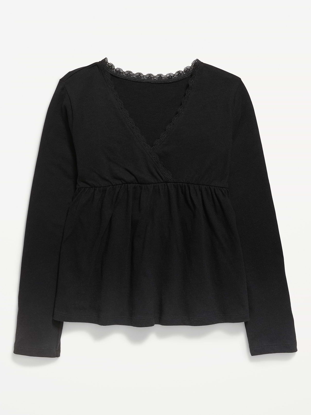 Image number 1 showing, Long-Sleeve Faux-Wrap Top for Girls