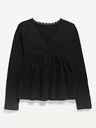 Image number 1 showing, Long-Sleeve Faux-Wrap Top for Girls