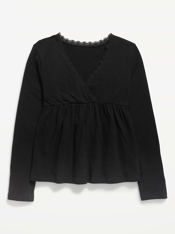 Long-Sleeve Faux-Wrap Top for Girls