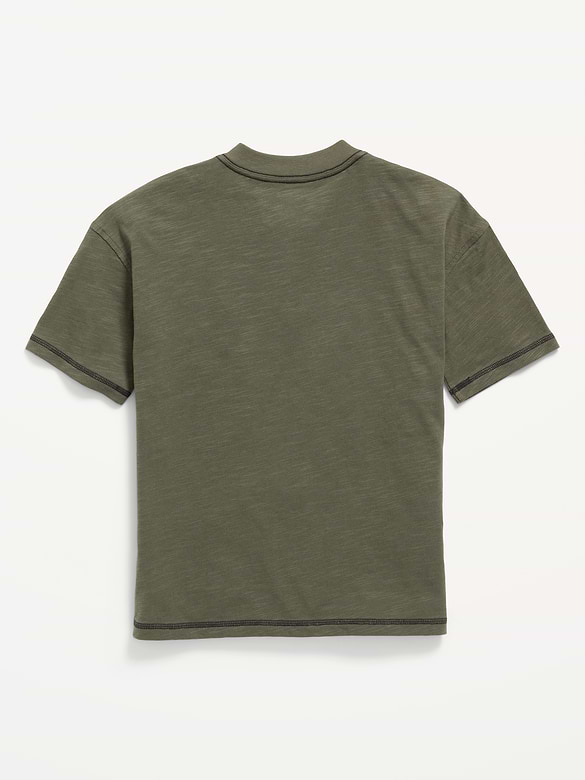 Oversized Short-Sleeve Henley T-Shirt for Boys