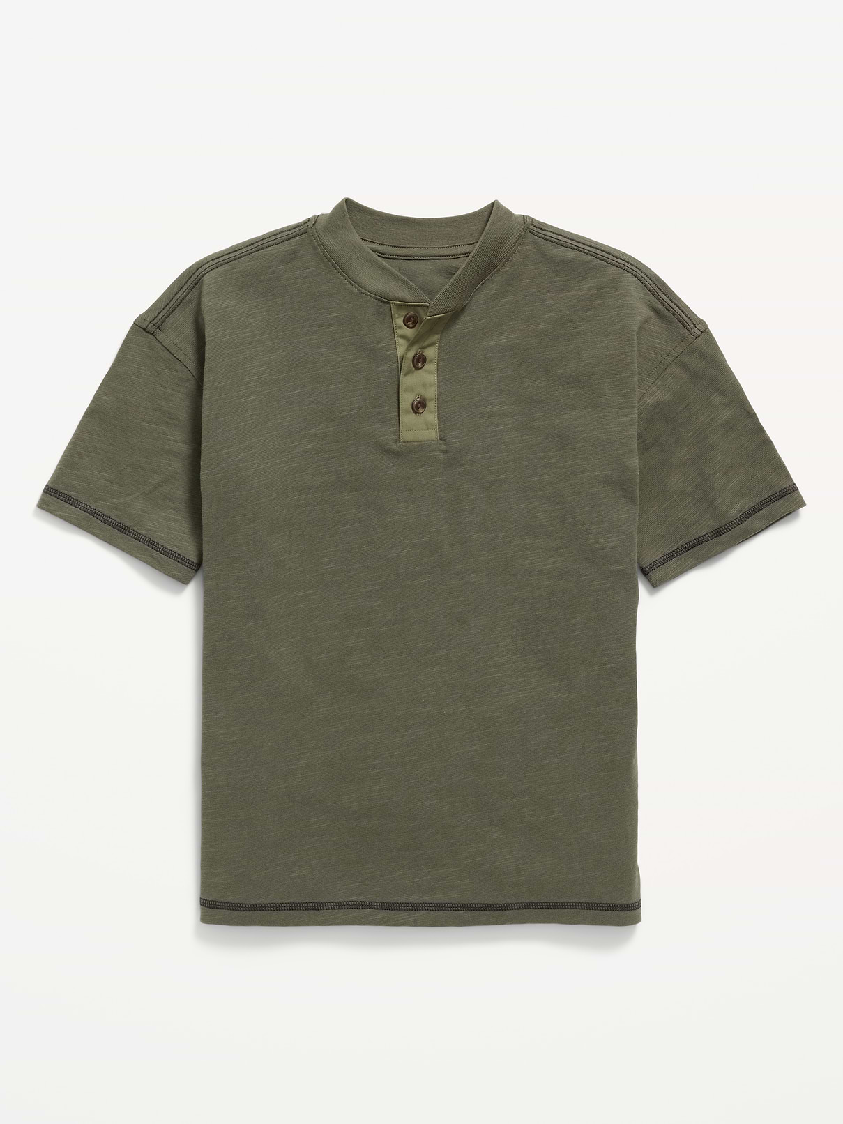 Image number 1 showing, Oversized Short-Sleeve Henley T-Shirt for Boys