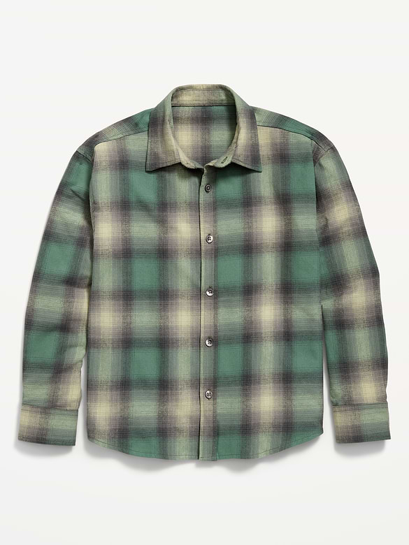 Oversized Long-Sleeve Flannel Shirt for Boys